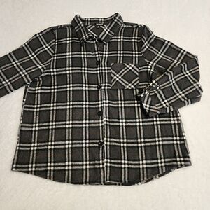 1 Clique Womens Gray and Black Plaid Flannel Shacket Size 3X